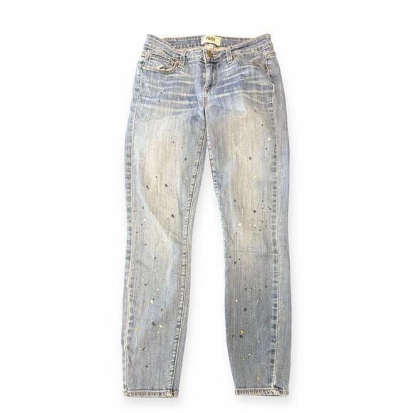 PAIGE Women’s Light Wash Paint Splatter Verdugo Ankle Skinny Jeans Size 25 - Picture 1 of 5